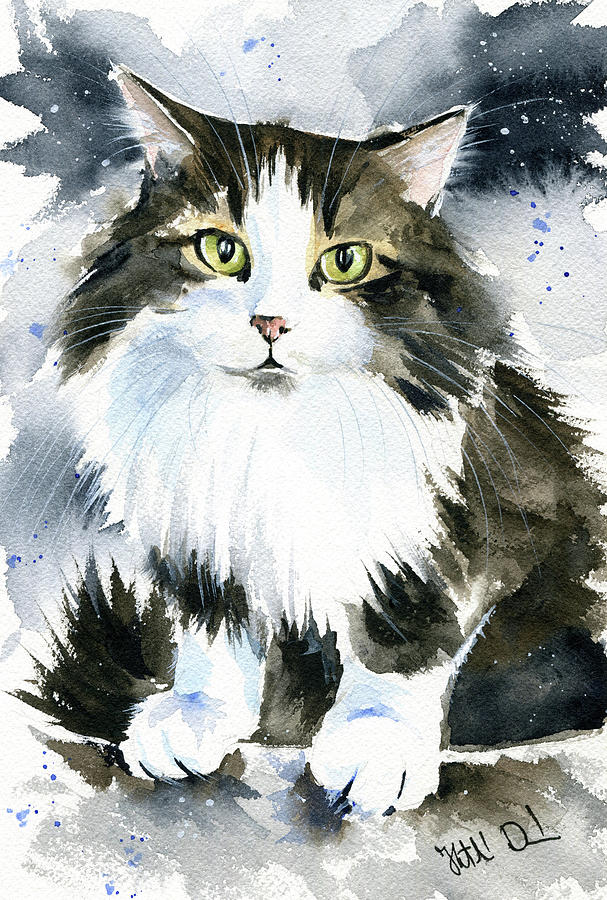 Fluffy Cat Painting Painting by Dora Hathazi Mendes