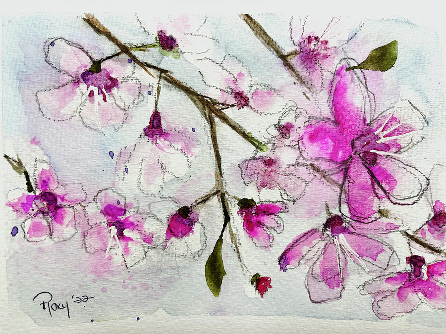 Fluffy Cherry Blossoms 4 Painting by Roxy Rich