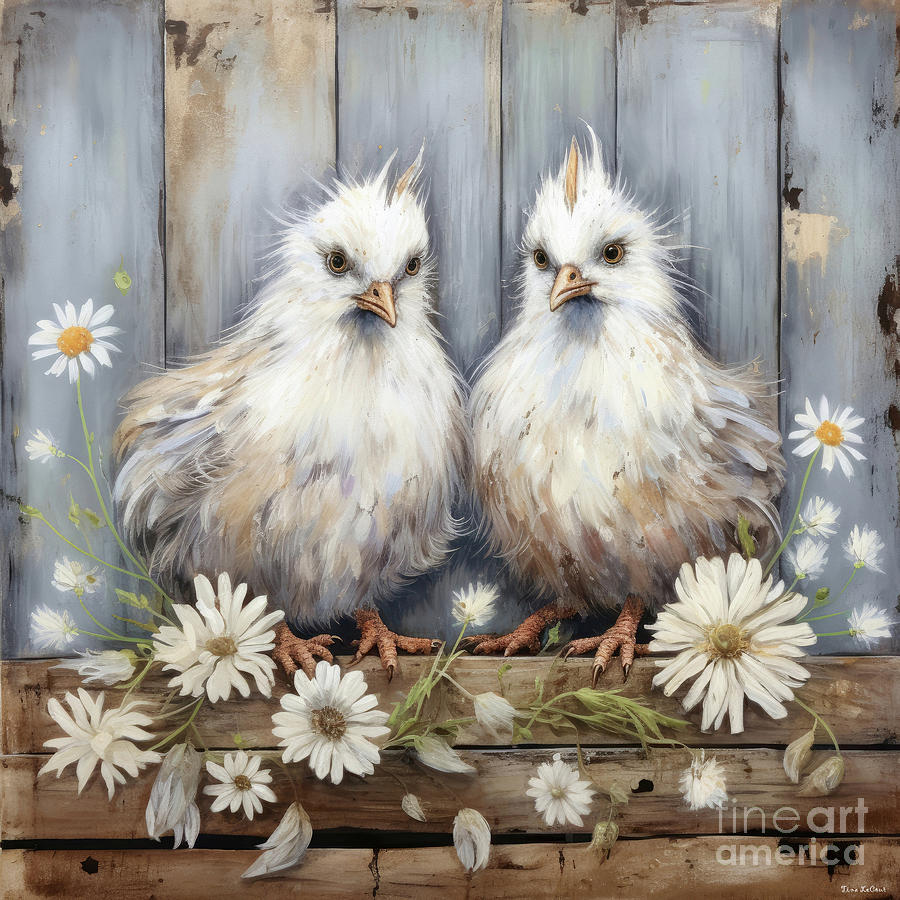 Fluffy Chicks Painting by Tina LeCour