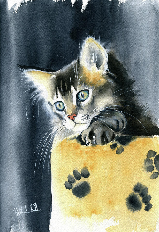 Fluffy Kitten Painting Painting by Dora Hathazi Mendes