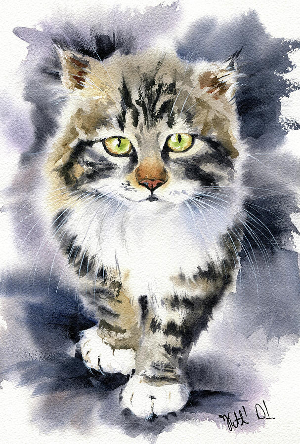 Fluffy Kitty Painting Painting by Dora Hathazi Mendes