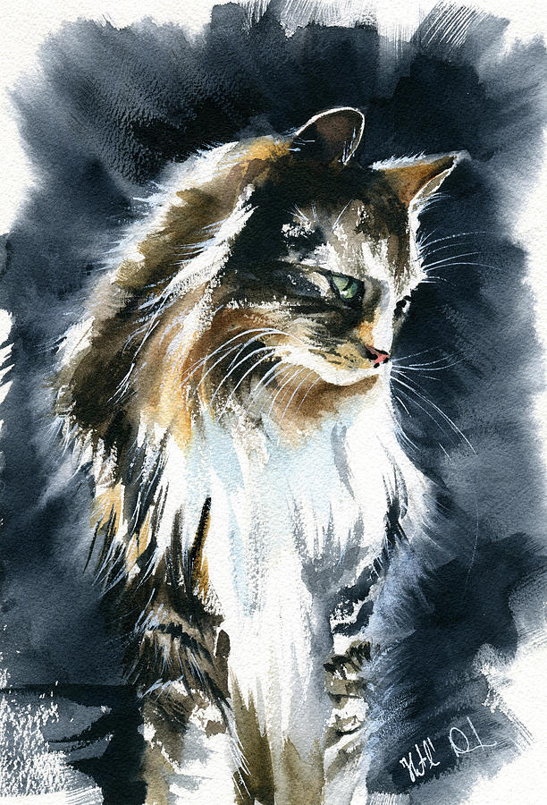 Cat Painting - Fluffy Majesty by Dora Hathazi Mendes