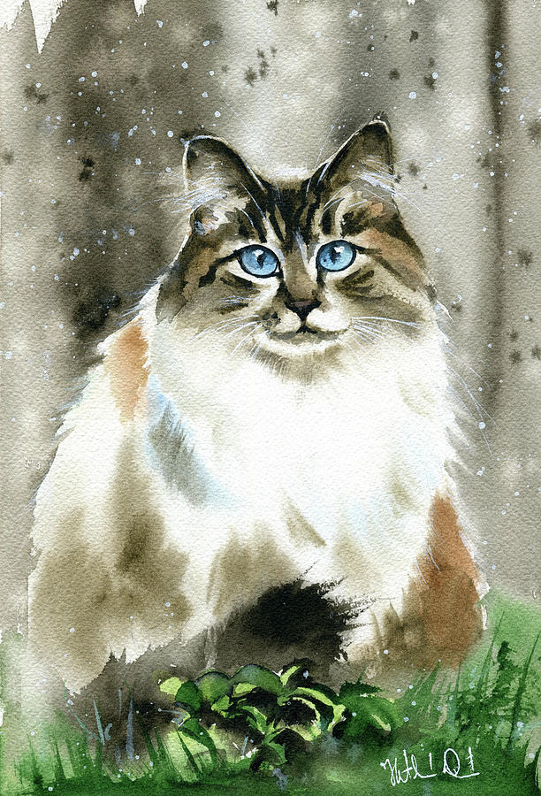 Fluffy Missy Cat Painting Painting by Dora Hathazi Mendes