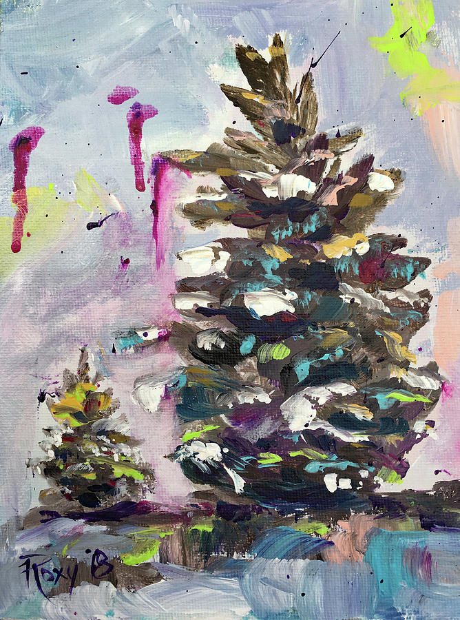Fluffy Pine Cones Painting by Roxy Rich