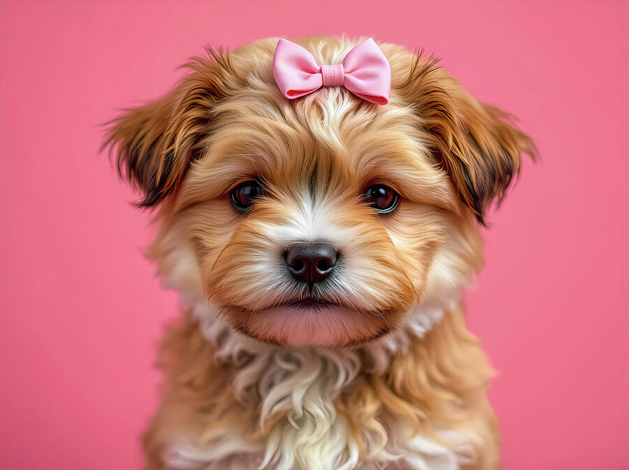 Fluffy Puppy with a Bow Ai Art by AI Digital Fluffy Puppy with a Bow Ai Art by AI Digital