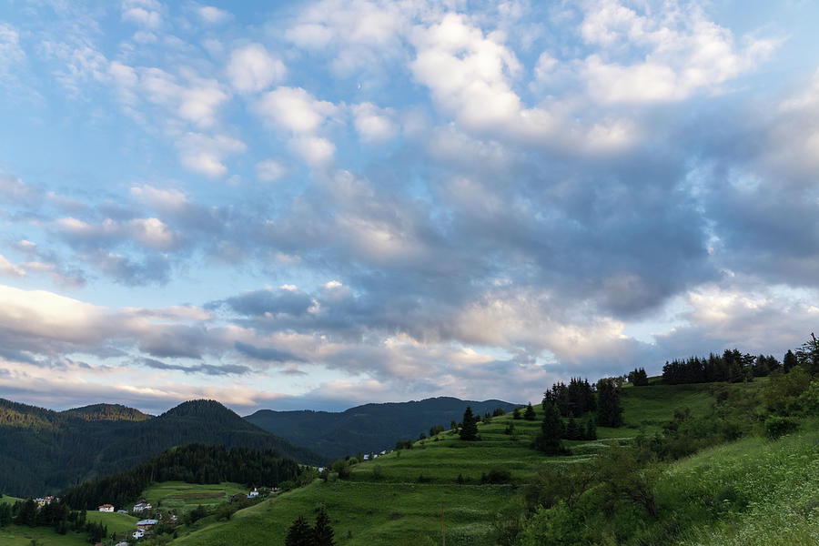 Fluffy Summer Afternoon - Splendid Skyscape over Stiokite Village in the Rhodope Mountains Photograph by Georgia Mizuleva