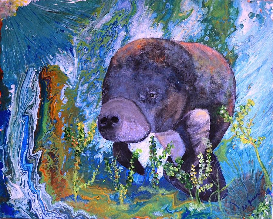 Fluffy, The Sea Cow Painting by Evi Green