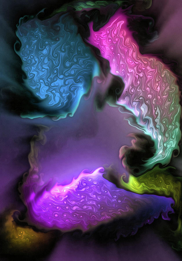 Fluid 04 Abstract Colorful Digital Painting Painting by Matthias Hauser