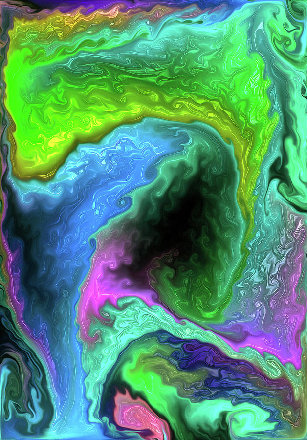 Fluid 06 Abstract Colorful Digital Painting Painting by Matthias Hauser