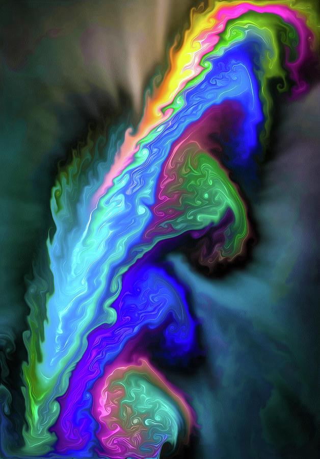 Fluid 07 Abstract Colorful Digital Painting Painting by Matthias Hauser