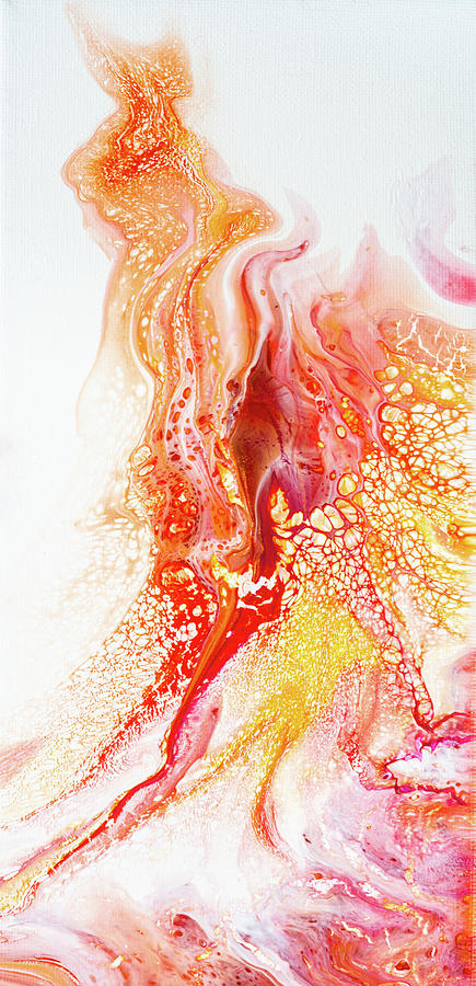 Fluid Art Painting with warm tones orange red yellow Painting by Matthias Hauser