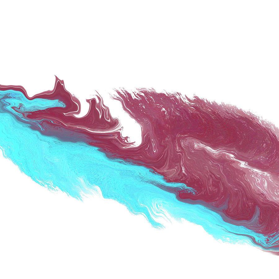 Fluid Dynamics 2 - Abstract Expressionist Painting in Electric Blue and Wine Red Digital Art by Studio Grafiikka