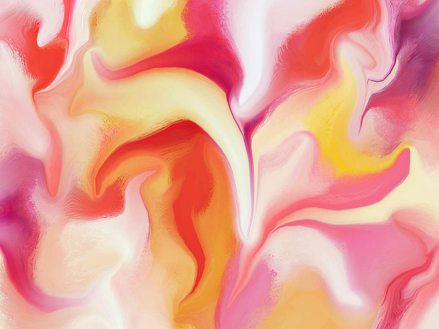 Fluid Pink and Orange Digital Painting Digital Art by Maria Meester