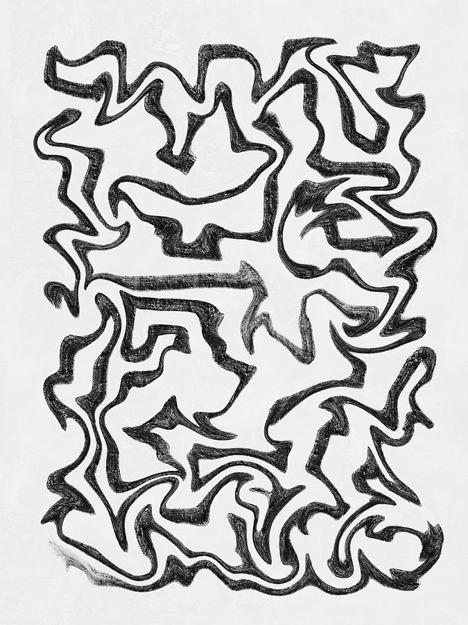 Abstract Digital Art - Fluid Maze 02 - Modern, Stylish - Minimal Abstract Painting  by Studio Grafiikka