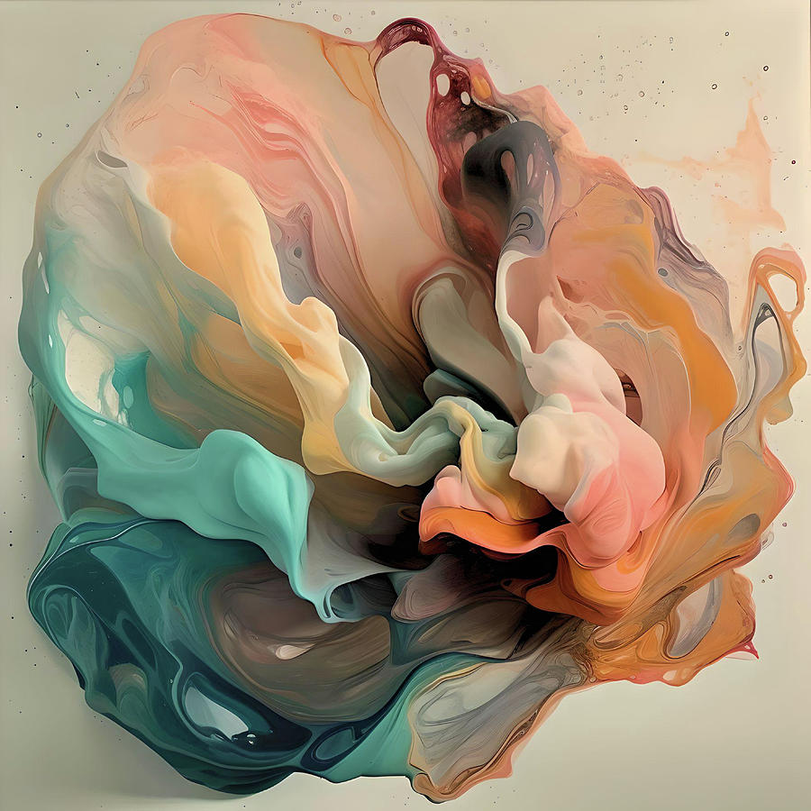 Fluid Movement - Abstract Painting with Flowing Pastel Colors Digital ...