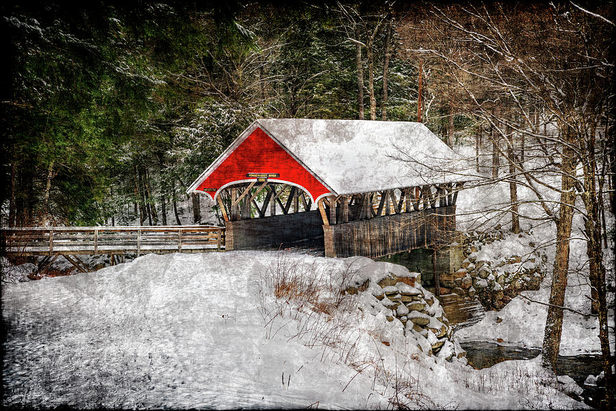 Transportation Photograph - Flume Covered Bridge with Aged Effect by Rick Berk