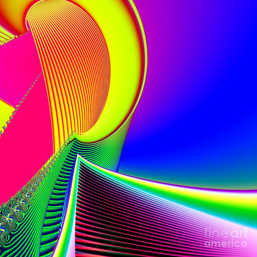 Fluorescent Boat and Giant Wave Fractal 95 Digital Art by Rose Santuci-Sofranko