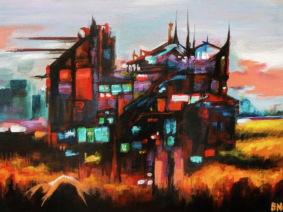 Fluorescent Farmhouse Painting by Benjamin Norton - Fine Art America