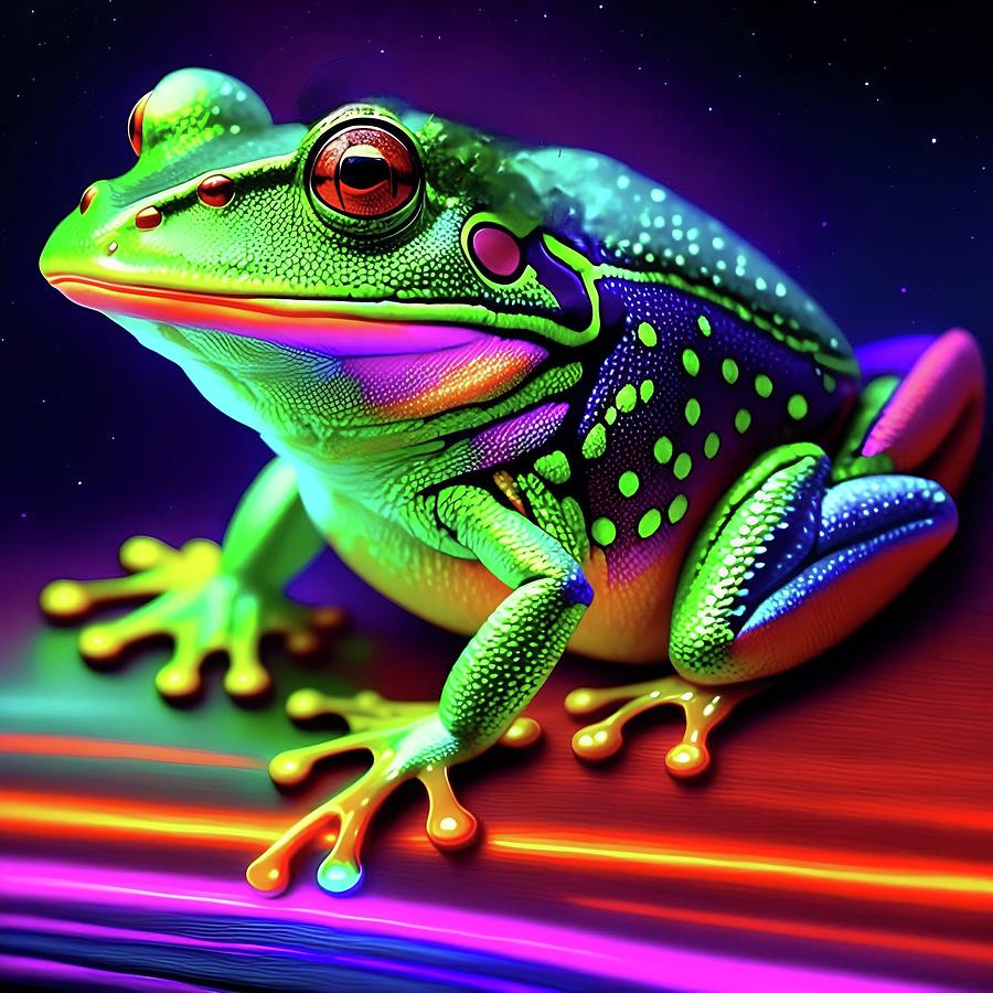 Fluorescent Frog Digital Art by Julia Janssen - Fine Art America