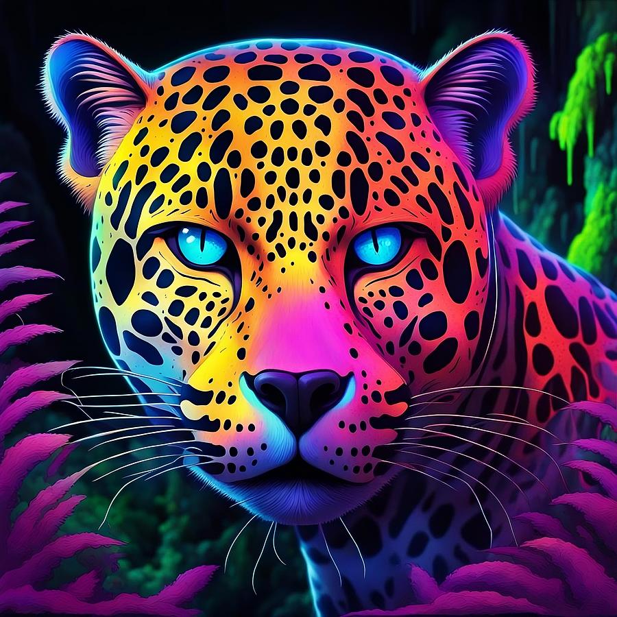 Fluorescent Jaguar Digital Art by Mara Grace - Fine Art America