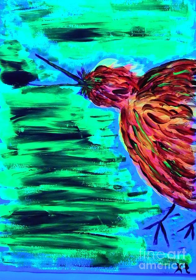 Fluorescent Kiwi Bird  Painting by Tania Stefania Katzouraki