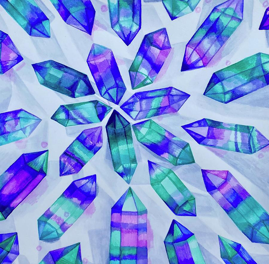 Crystals Drawing - Fluorite Mandala by Megan Melonas