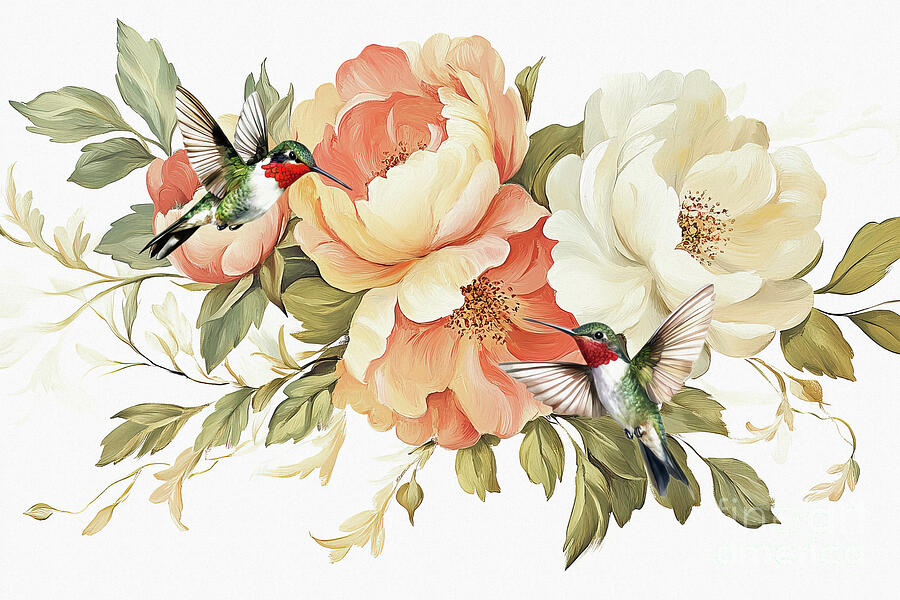 Flutter Among Peonies 2 Painting by Tina LeCour