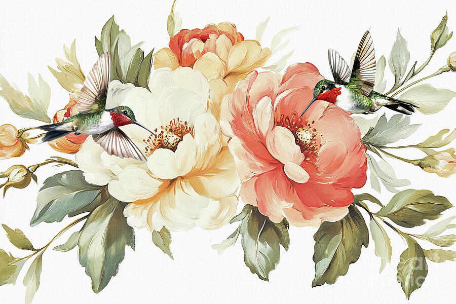Flutter Among Peonies Painting by Tina LeCour Flutter Among Peonies Painting by Tina LeCour