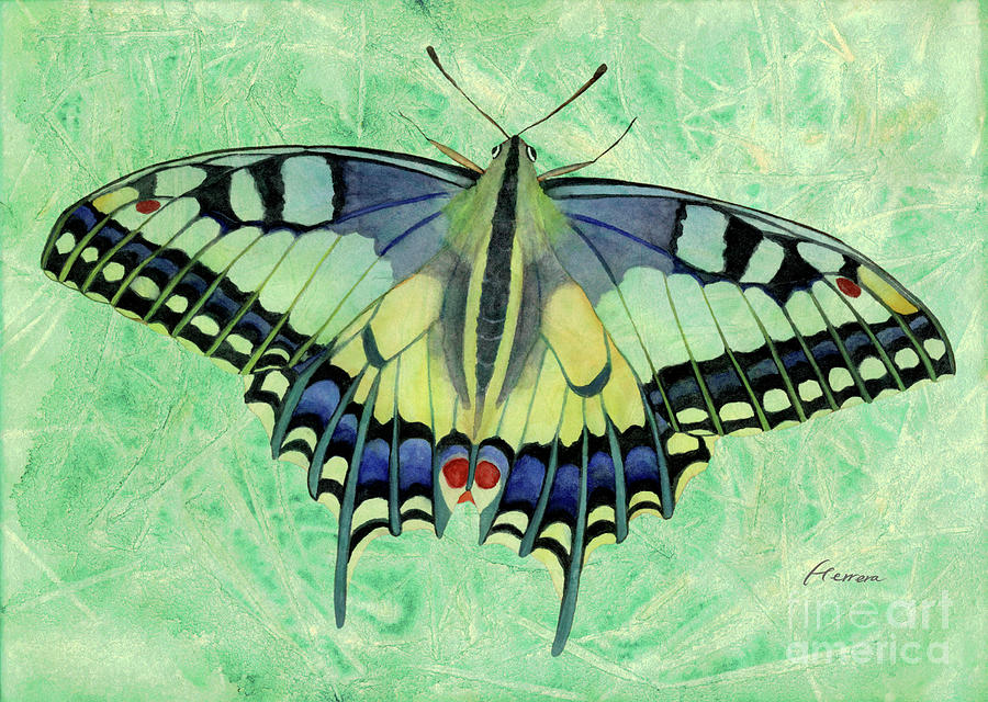 Flutter Away On Green Painting