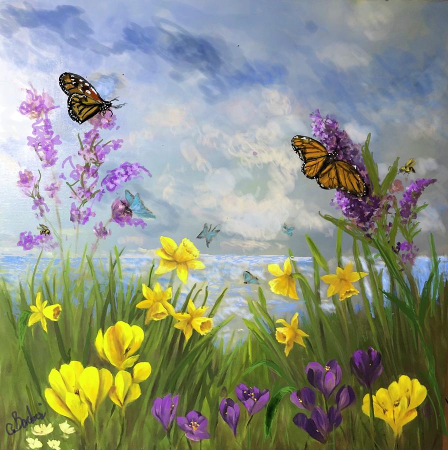 Flower Painting - Fluttering By by Anne Barberi
