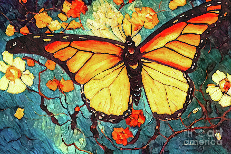 Fluttering Monarch Painting by Tina LeCour