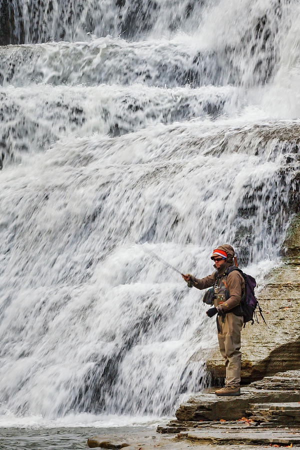 Fly Fishing at the Falls Photograph by Jerry Fornarotto