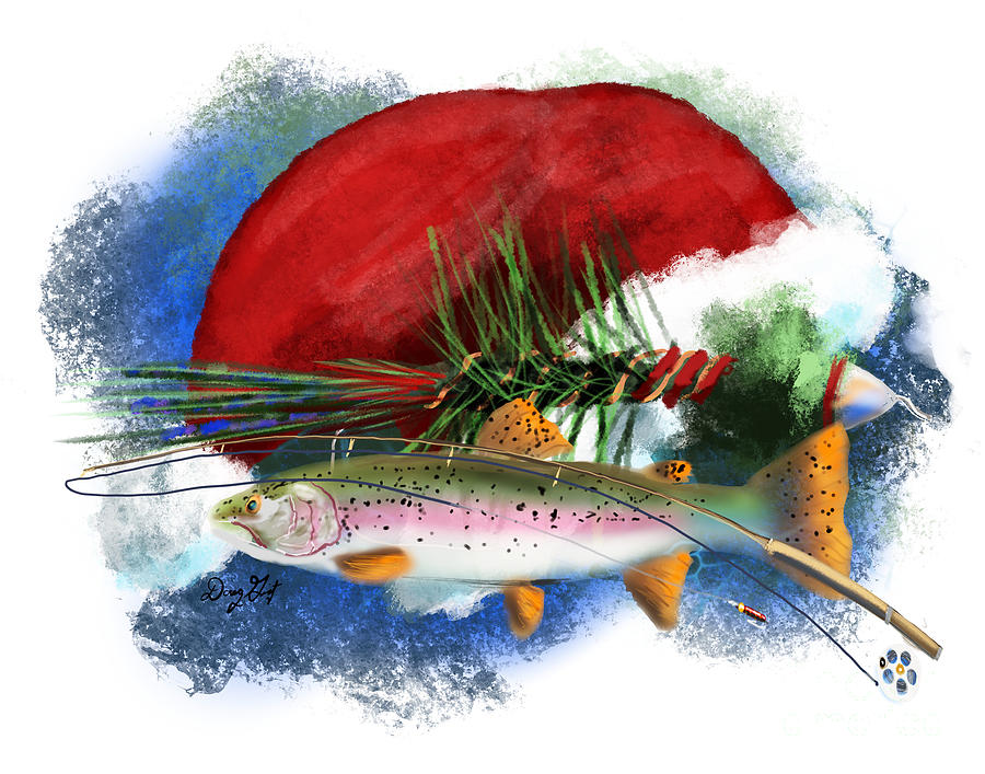 Fly Fishing Christmas Digital Art by Doug Gist