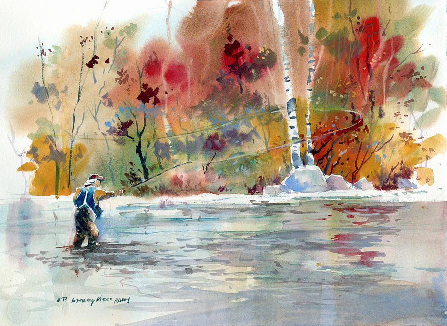Fly Fishing in the Fall Painting by P Anthony Visco