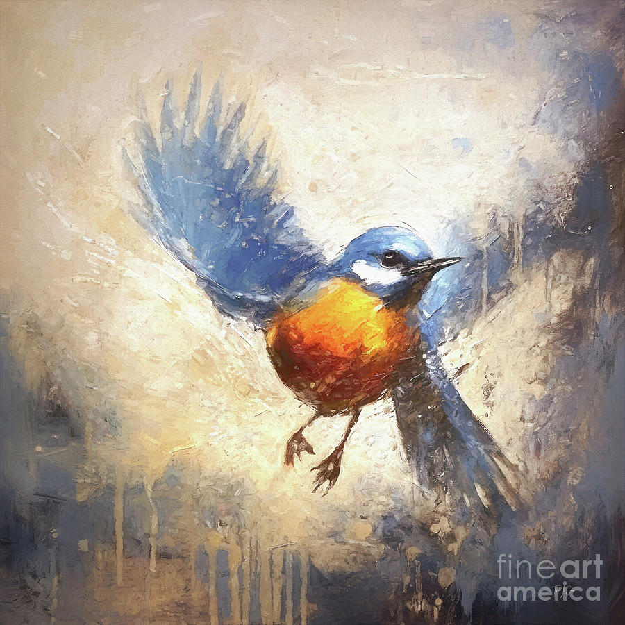 Bluebird Painting - Fly Little Bluebird by Tina LeCour