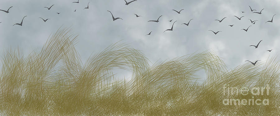 Fly over the rushes Digital Art by Bentley Davis