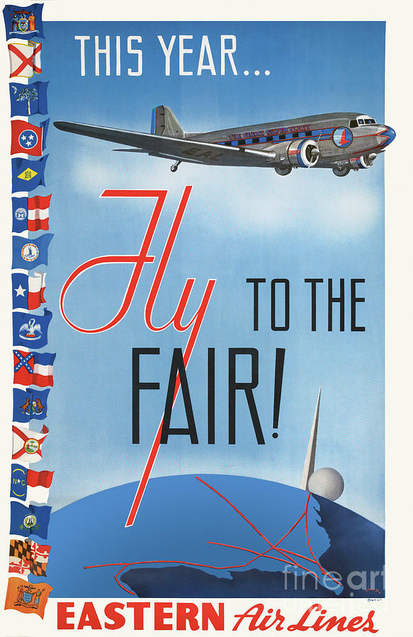 Fly to the Fair USA Vintage Poster 1939 Drawing by Vintage Treasure ...