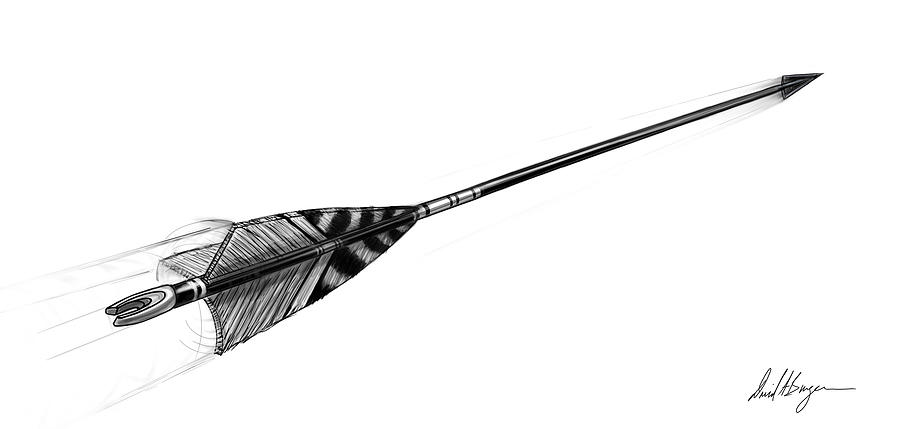 Black And White Digital Art - Flyin Arrow by David Burgess