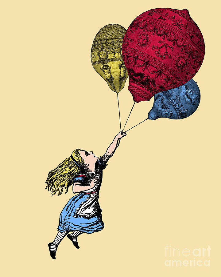 Fantasy Digital Art - Flying Alice in Wonderland by Madame Memento