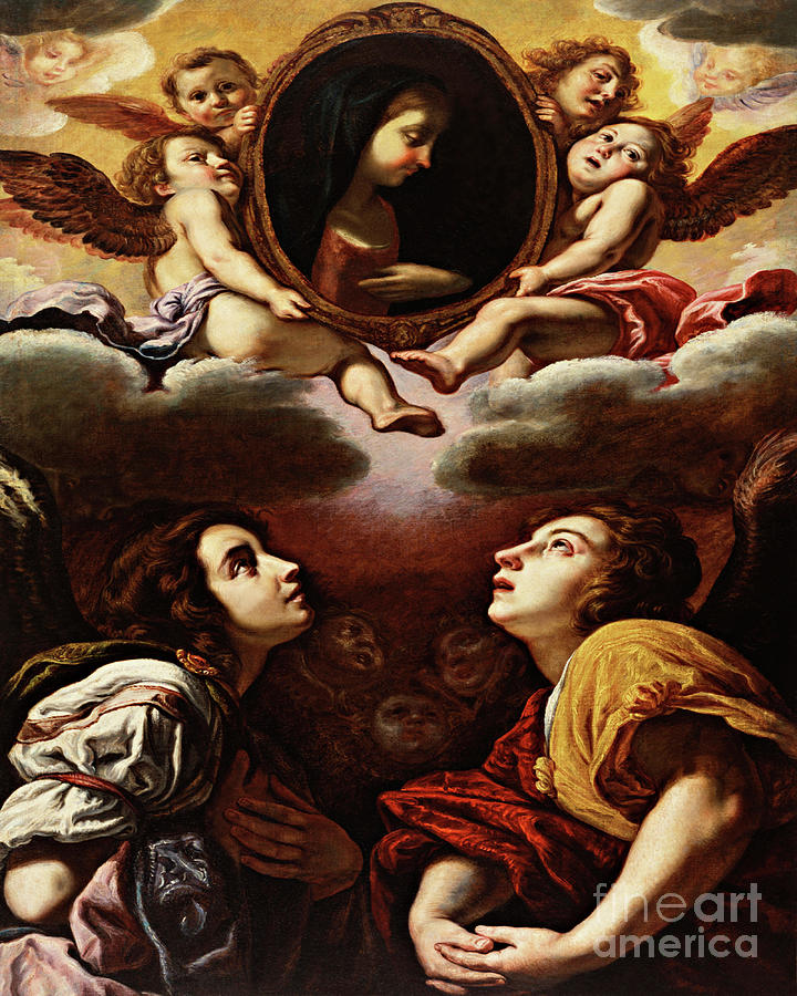 Flying and Adoring Angels - CZFAA Painting by Domenico Fetti