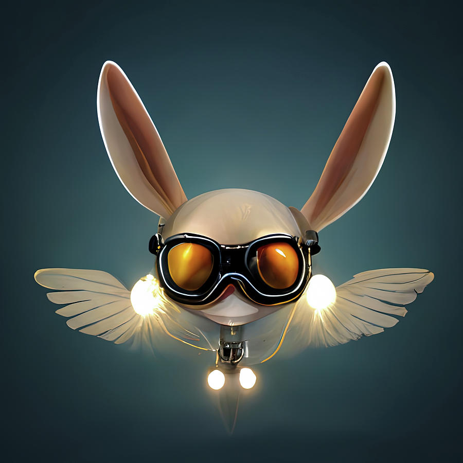 Flying Bunny Airplane 01 Digital Art by Matthias Hauser