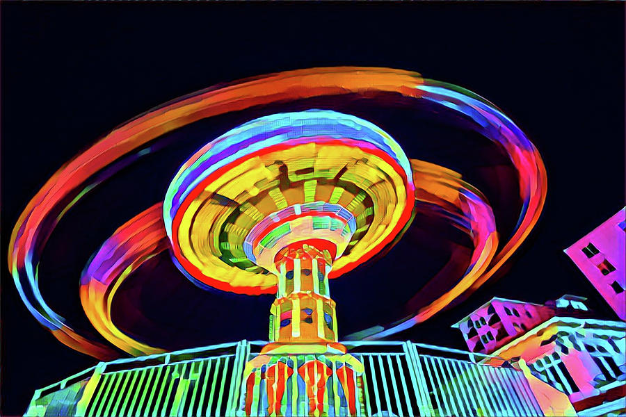 Flying Chair Ride At Night Digital Art