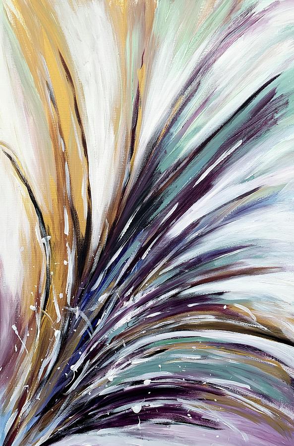 Gold Abstract Painting - Flying Colors by Natalia Ciriaco