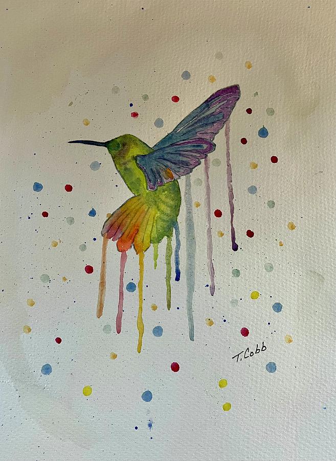 Hummingbird Painting - Flying Colors by Terry Cobb