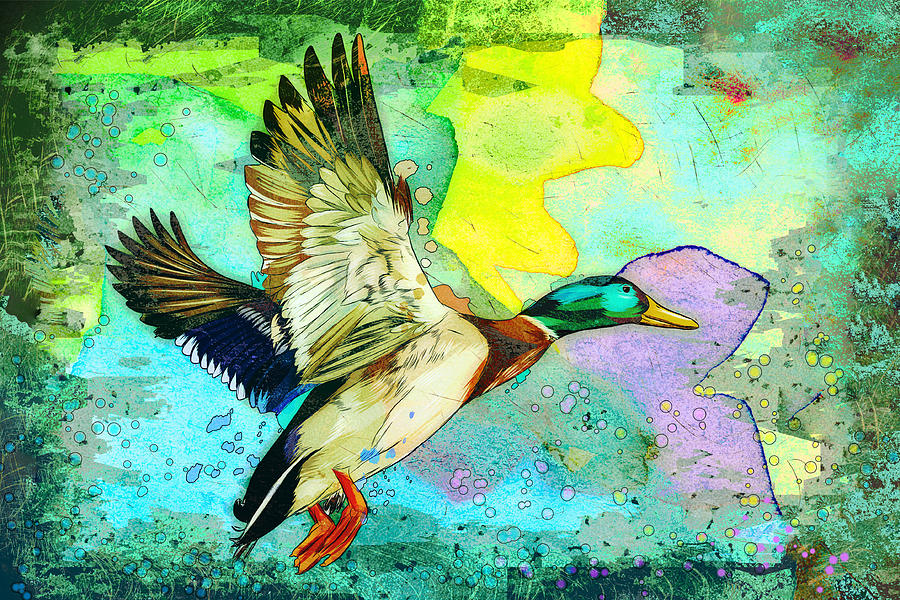 Flying Duck Madness Painting by Miki De Goodaboom
