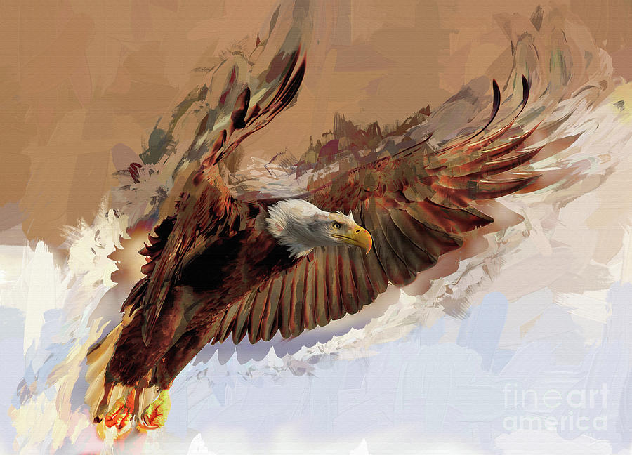 Eagle Painting - Flying eagle art 012 by Gull G