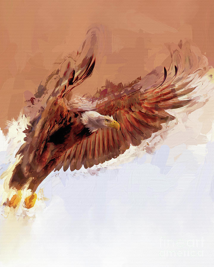 Eagle Painting - Flying eagle art453 by Gull G