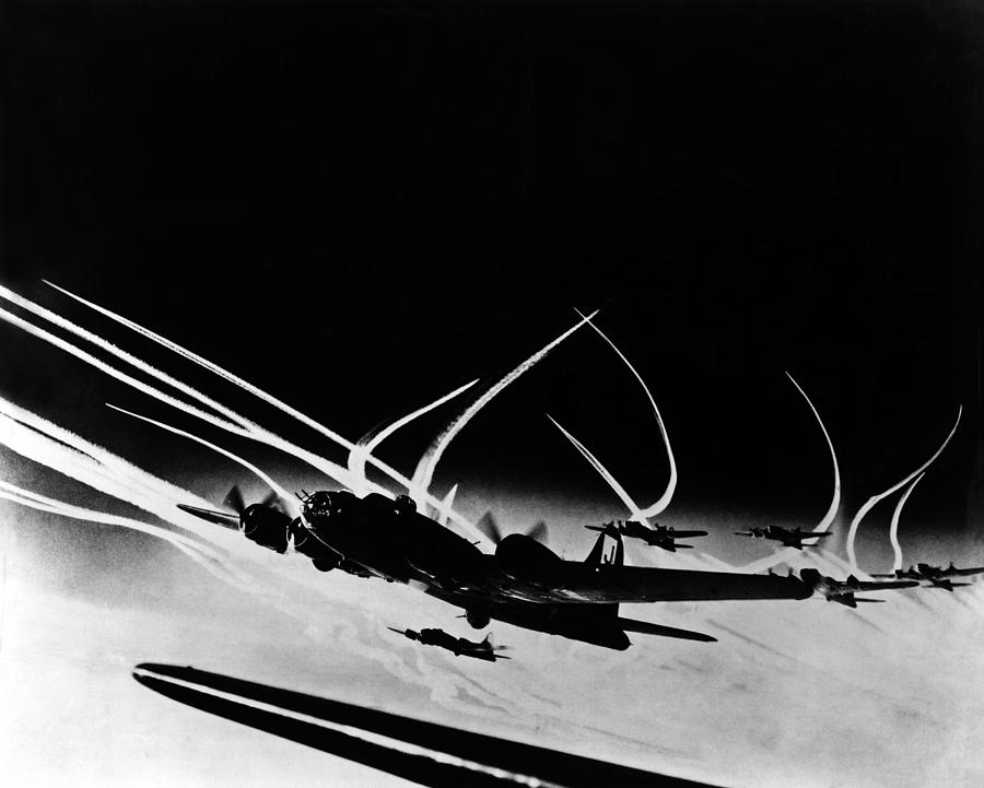 Flying Fortresses In Formation Over Europe - WW2 1943 Photograph by War Is Hell Store