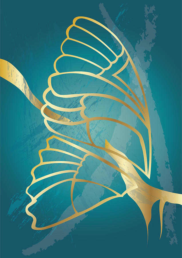 Space Digital Art - Golden butterfly wing by Johanna Virtanen