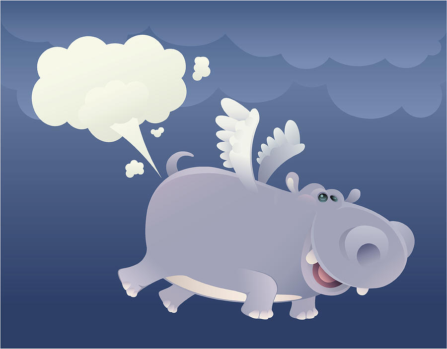 Flying Hippo Drawing by Id-work